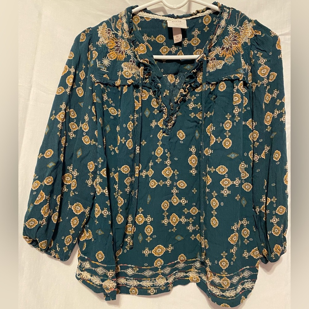 Knox Rose Green Floral Top